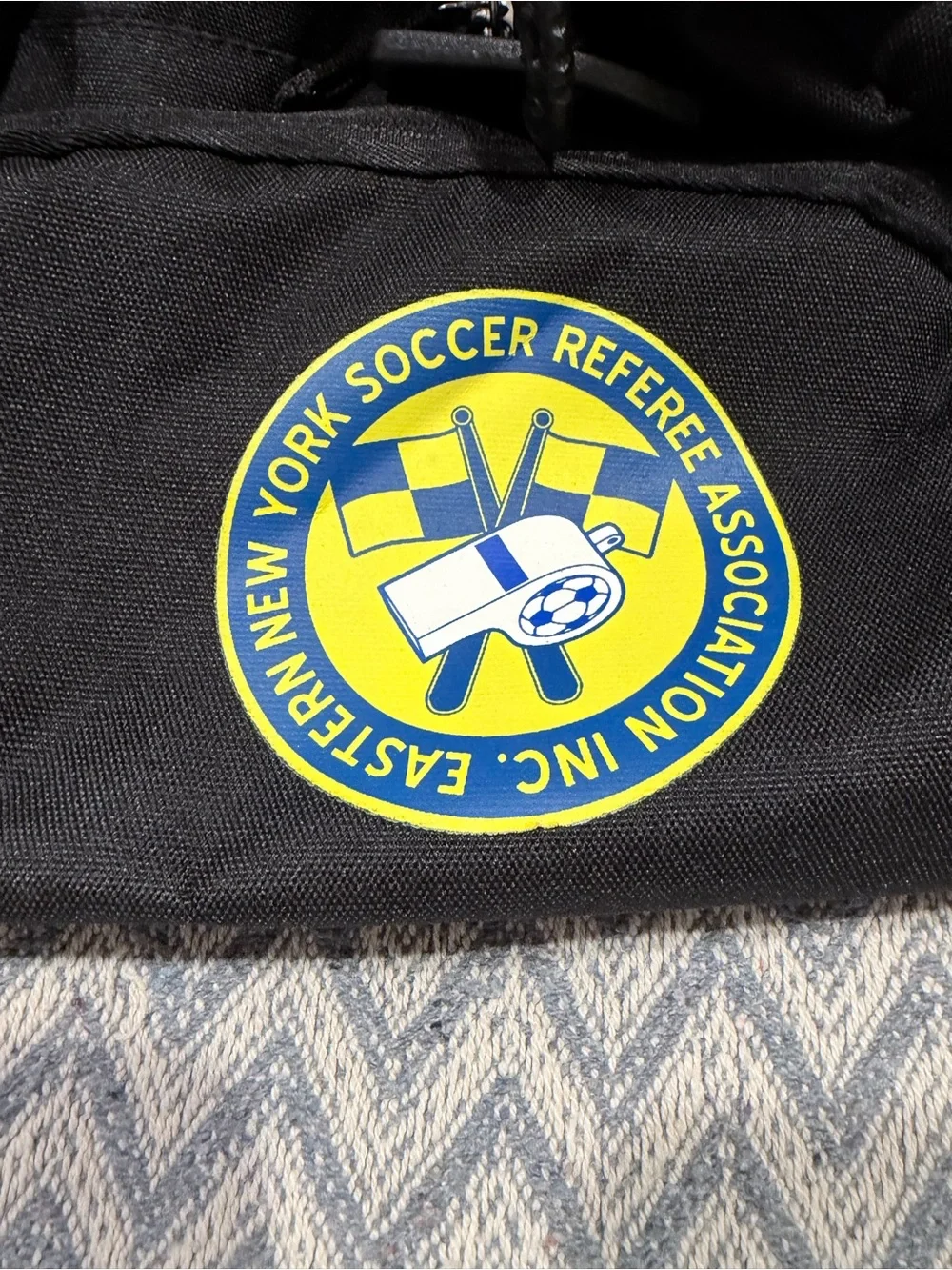 Black Duffel Bag with Eastern New York Soccer Referee Association Badge